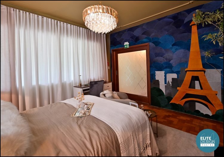 'Suíte de Casal L’Art de Dormir' da arquiteta Priscilla Lougue - Ambientes na Mostra Elite Design 2026