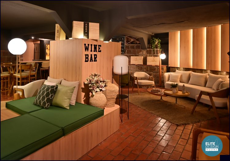 Ambiente 'Wine Bar – Entre Taças e Histórias' na Mostra Elite Design